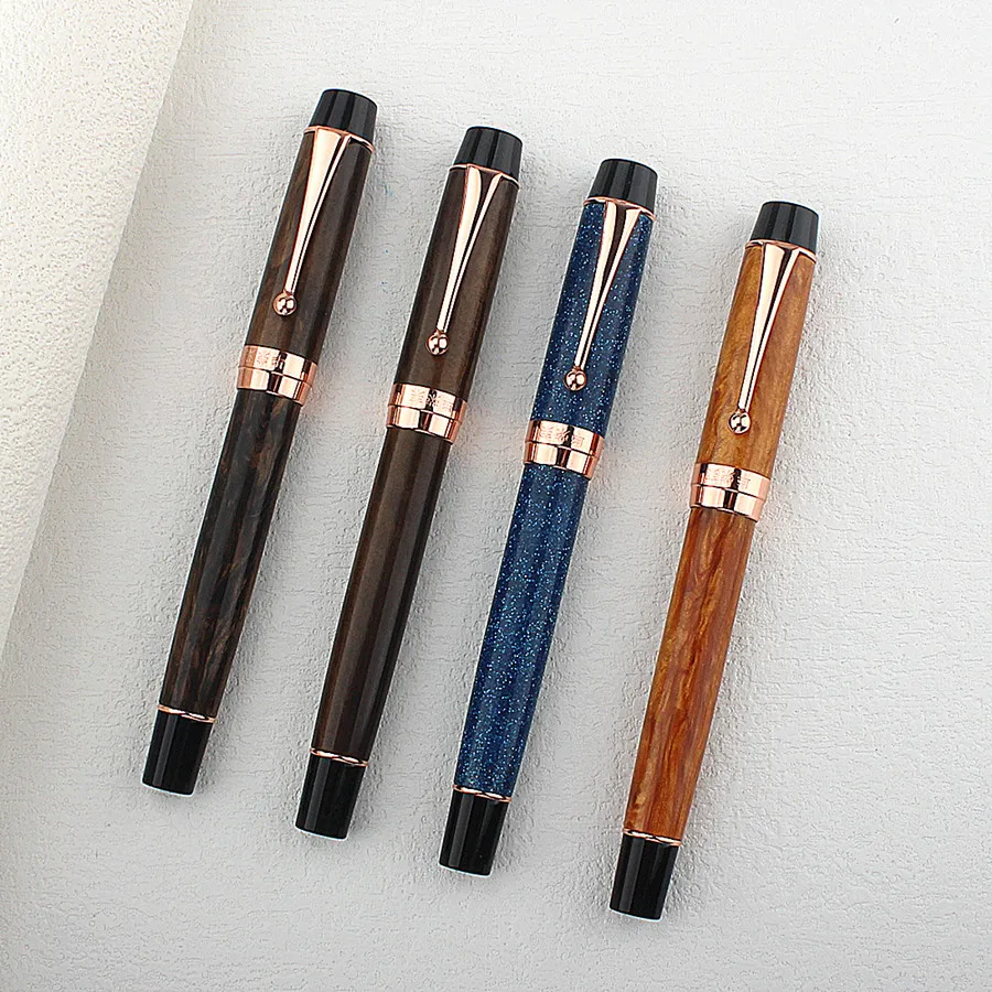 

Oversized Size Resin Metal Fountain Pen F/0.5 Nib, Golden Trim with Converter Writing Pen