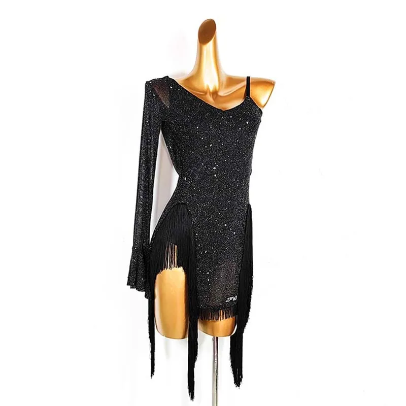 

Glitter Latin Dance Dress Women Tassle Latin Dancing Show Costume ChaCha Stage Wear Samba Cometition Clothes Rumba Clothing 1916