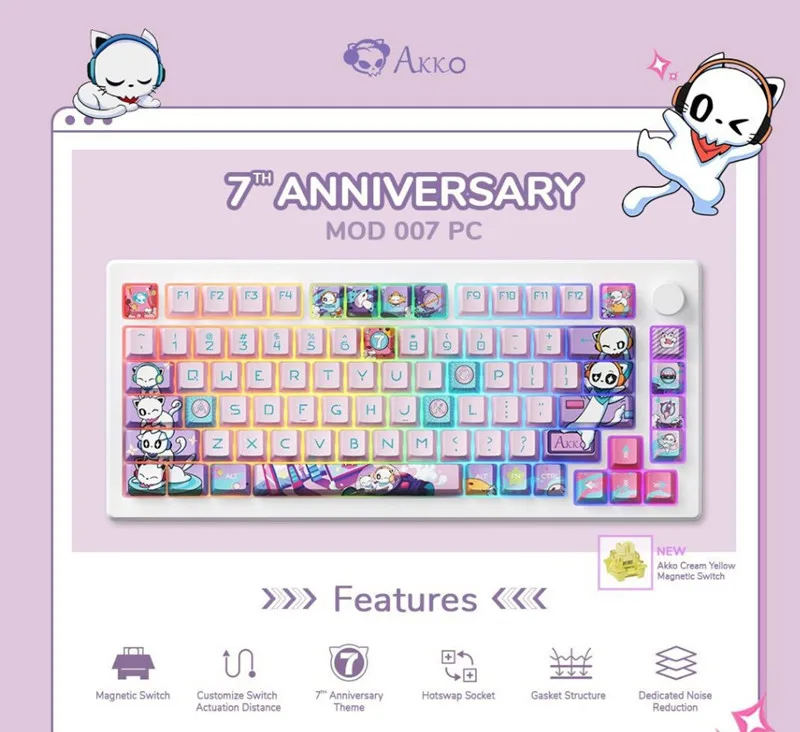 AKKO Monsgeek Gaming keyboard MOD007PC 7th Anniversary with Magnetic axis Hotswapable Gasket RGB mechanical Games keyboard