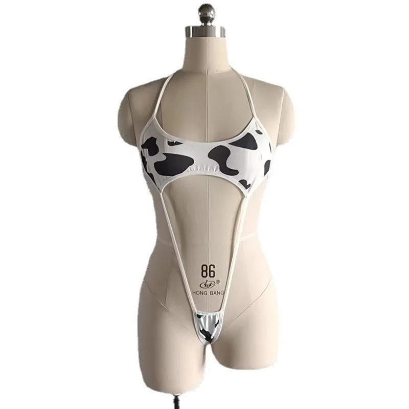 Costume de sexe à pois pour femme, maillot de bain petite vache, bikini fendu, uniforme de tentation, ensembles de lingerie sexy, cosplay anime mignon, poupée bébé