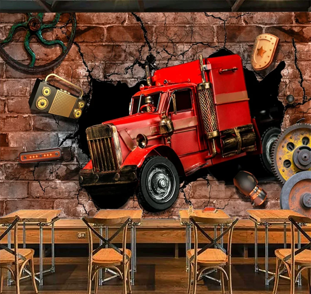 Car background wall decoration stickers 3D wall stickers off-road vehicle stickers theme wallpapers customized murals