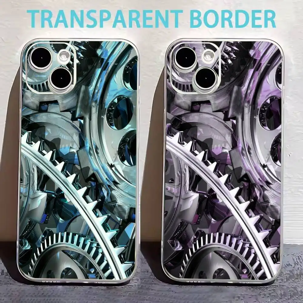 

Steampunk Gear Mechanical COOL Phone Case For iPhone17,16,15,14,13,12,11 Plus,Pro Max Soft Transparent Cover