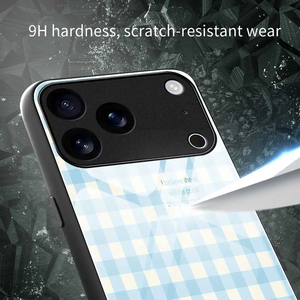 Чехол для телефона в свежую клетку для iPhone 17 Pro Max 17 Air 16 15 14 Pro Max Plus 13 12 11 Pro Max 16e XS Max XR X 7 8 Стеклянный чехол