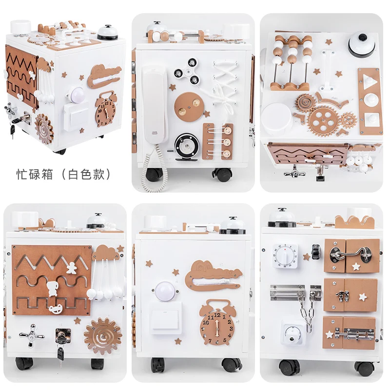 Multi-function Child Montessori Wooden Activity Early Educational Toy Shape Match Rotating Music Box Toys For Kids Indoor Games