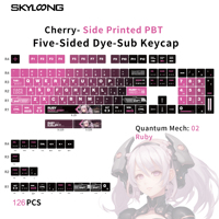 SKYLOONG Side-engraved keycaps Cherry Profile PBT Keycaps Double Shot 127Pcs Quntum Mech Series Keycaps for Gaming Keyboard