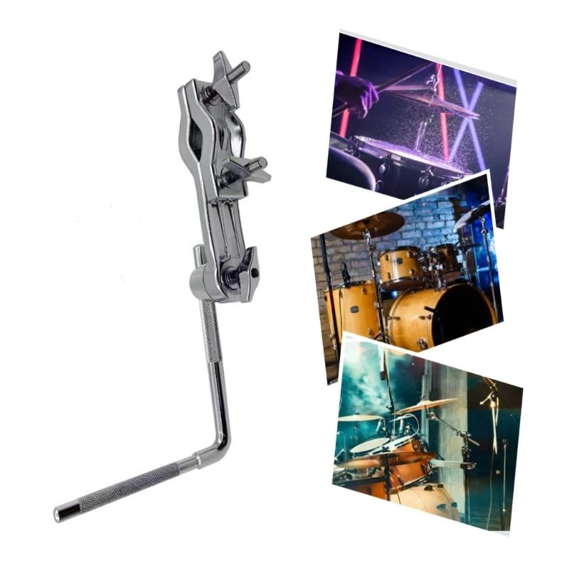 Adjustable Metal Cowbell Clamp L-Rod Percussion Mounting Bracket Cowbell Mount Holder Clip for Drummer Drum Hardware