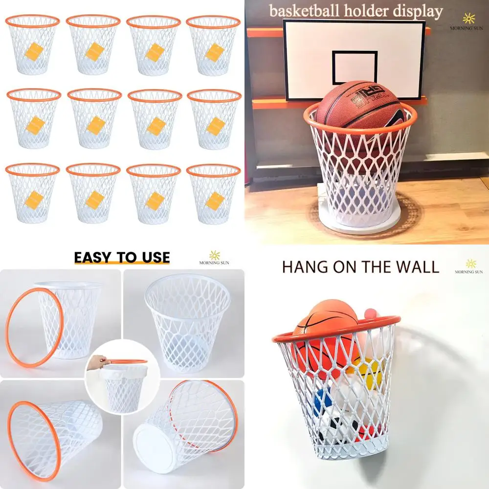 

Basketball Themed Wastebaskets - 12 Pack, 4.5 Gallon Trash Cans with Removable Hoops for Basketball Parties and Events
