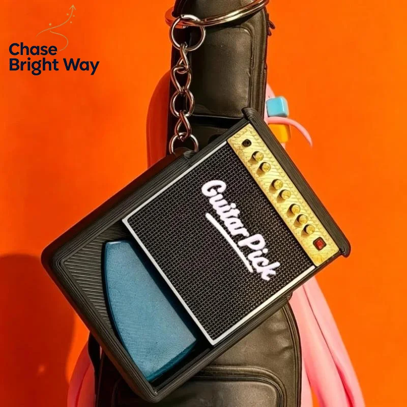Compact Guitar Pick Holder Storage Box Keychain Fits 3 to 5 Picks Prevents Loss for Musicians Travelling
