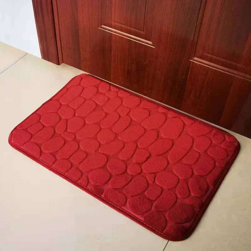 Bath Mat Super Absorbent Floor Mats Bathroom Rug  Cobblestone Embossed Foam Mat Bathtub Floor Rug Shower Room Doormat Non Slip