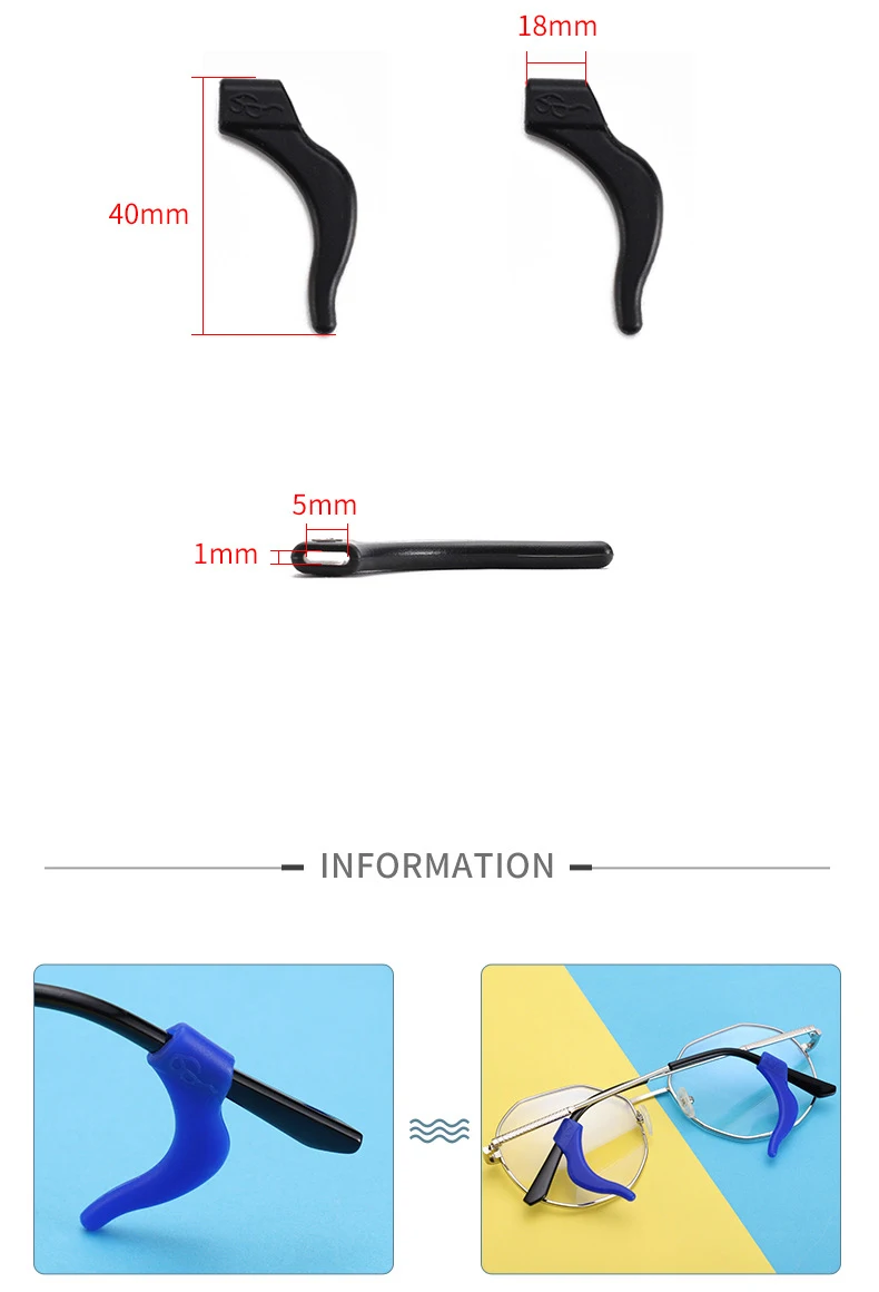 200pcs Quality Silicone Glasses Eyeglasses Anti Slip Ear Hook Temple Tip Holder Eyewear Sport Accessories AH004