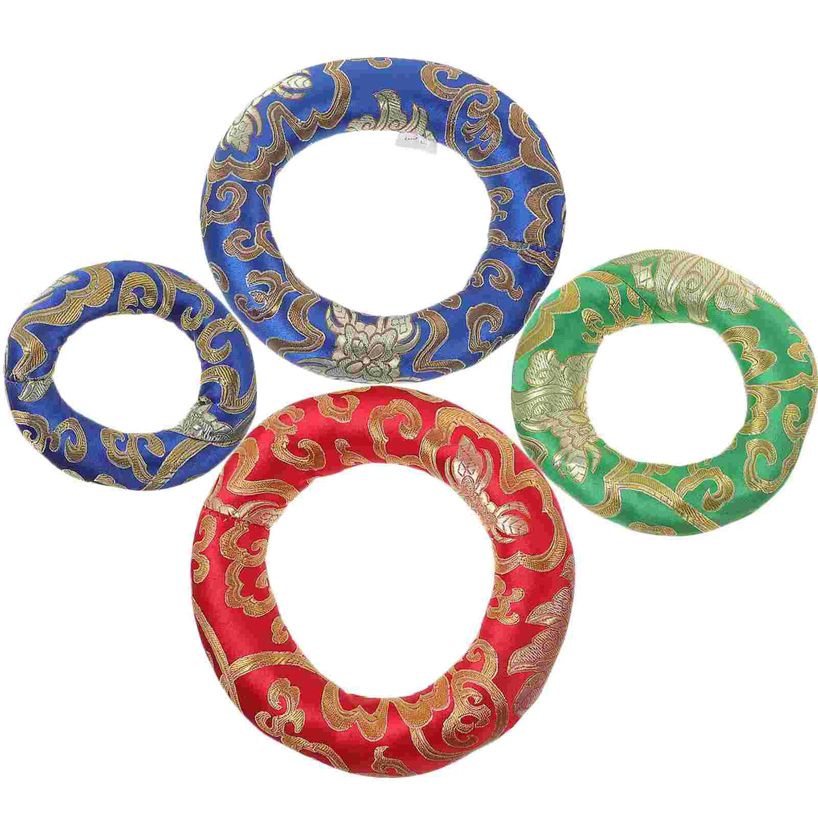 

4 Pcs Mat Tibetan Singing Bowl Ring Buddhism Product Mats for Decorative Holder Parts Round Instruments Cushion