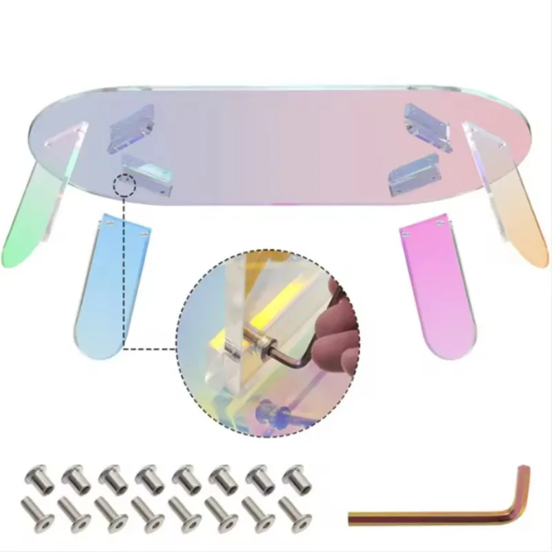 Spot colorful gradual change round table Internet celebrities ins soft space villa light luxury living room acrylic coffee table