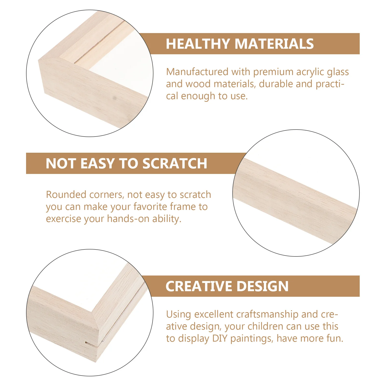 

2Sets Clear Glass with Wood Frame Exquisite Design for Office Desk Bedroom Living Room Transparent Organic Glass Frame