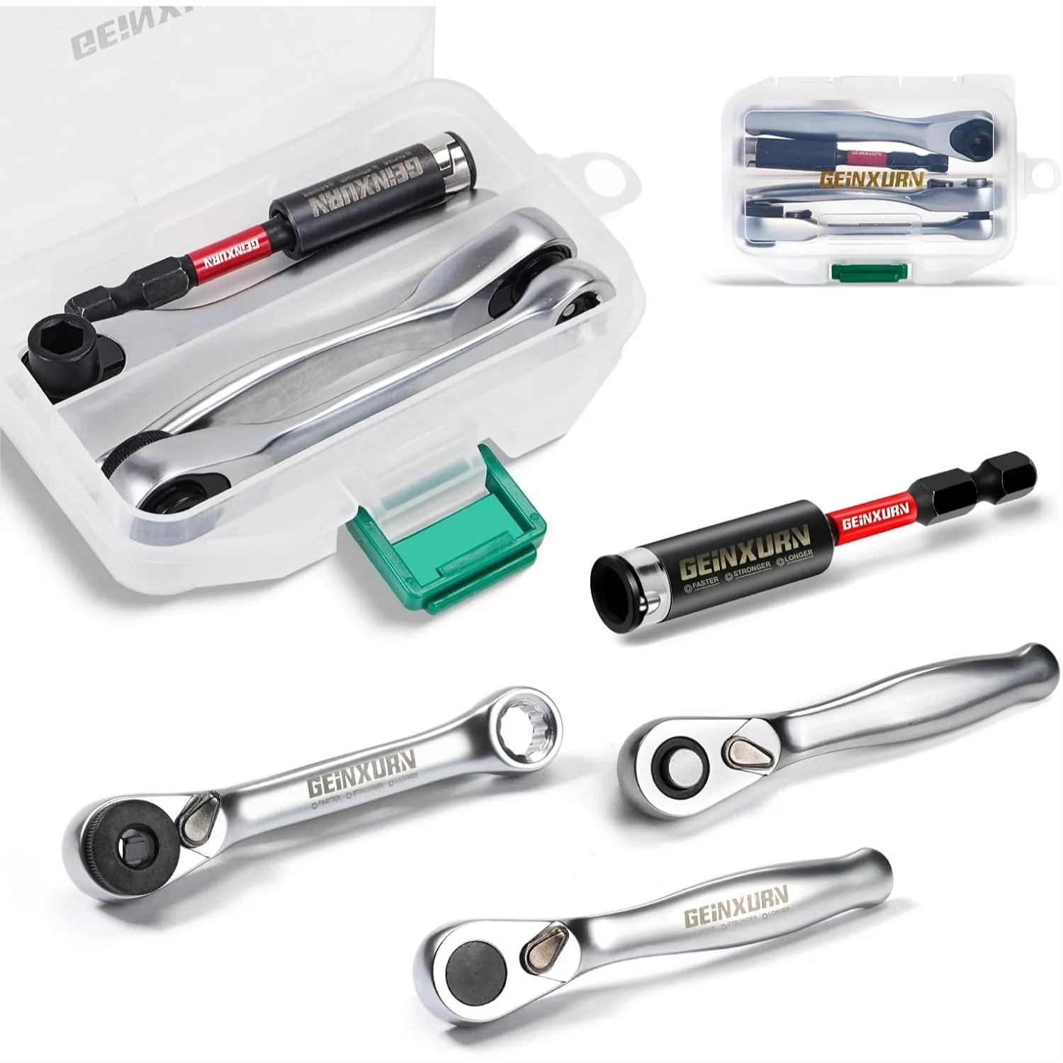 

1/4" Drive Ratchet Wrench Set with 72-T Quick Release, Reversible Socket Wrench and Bit Holder - Compact Tool Kit for Easy DIY