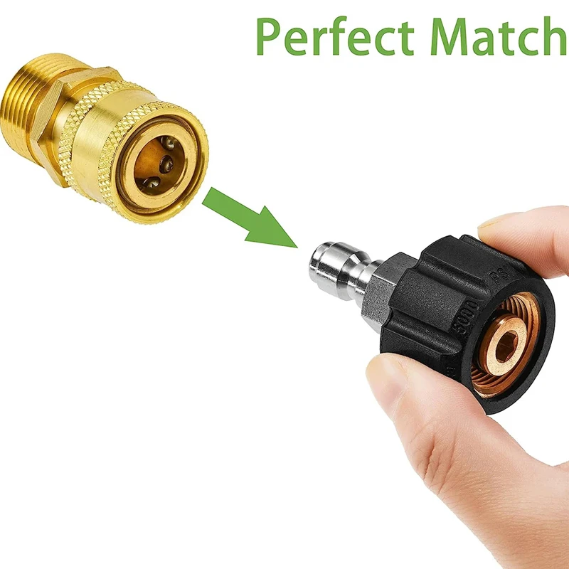 Pressure Washer Quick Connect Fitting M22 14mm to 1/4 Inch Pressure Washer Hose Gun Adapter Brass Washer Quick Release Connector