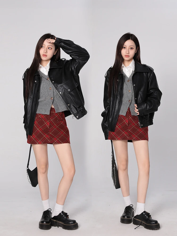 Bla レザー ジャケット レディース 2026 春秋新作 レトロ 多用途 バイク用レザー ジャケット Hhi 限定版