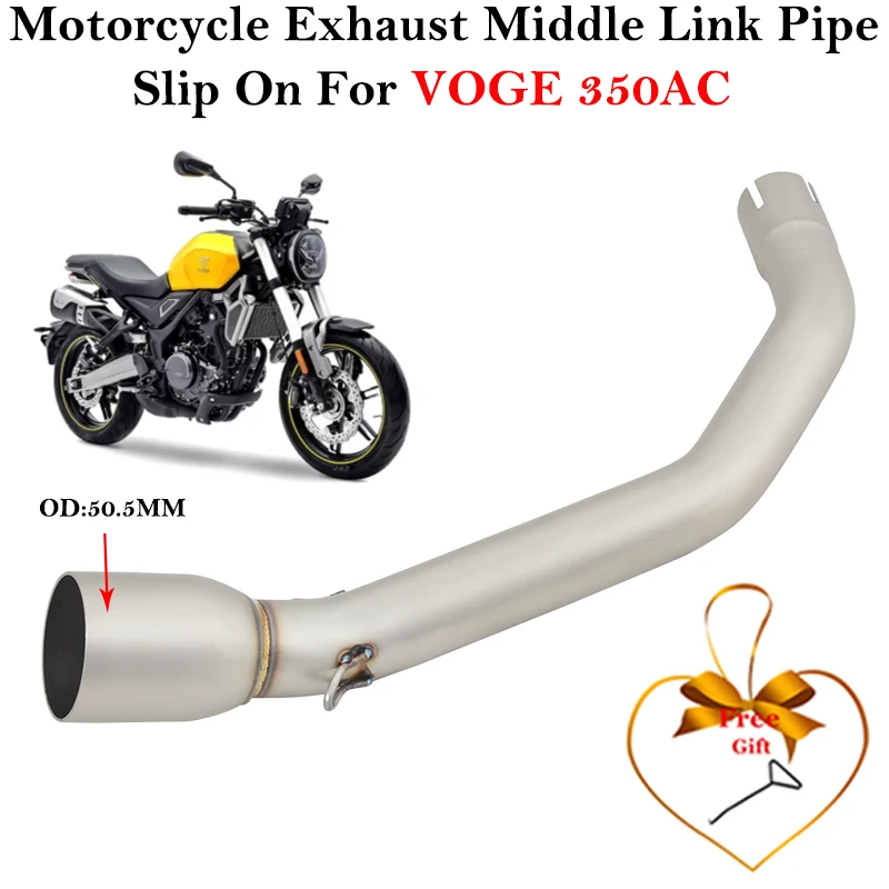 Slip On For VOGE 350AC 320CC 2023 Motorcycle Exhaust Escape Systems Modify Middle Link Pipe 51MM Muffler Stainless Steel