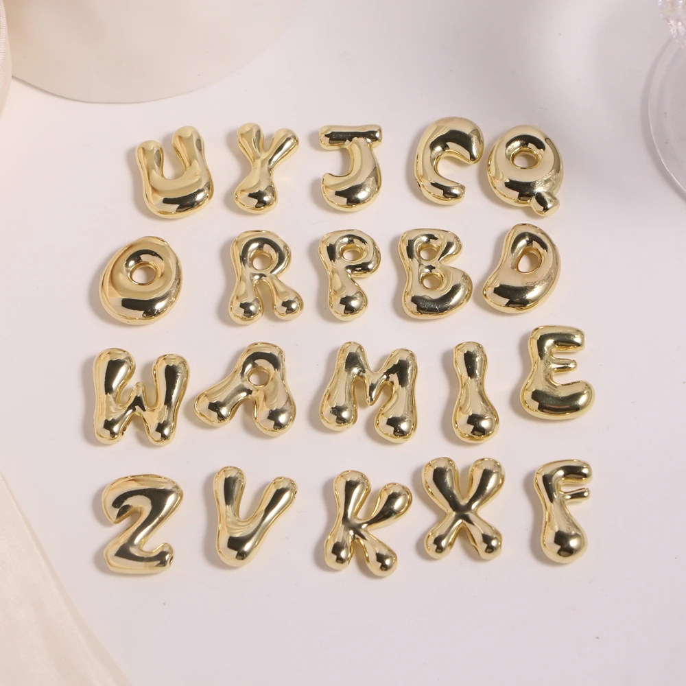 26PCS, Gold color Hip Hop letter Pendant Initial charms for Jewelry making handmade necklaces letters charms wholesale