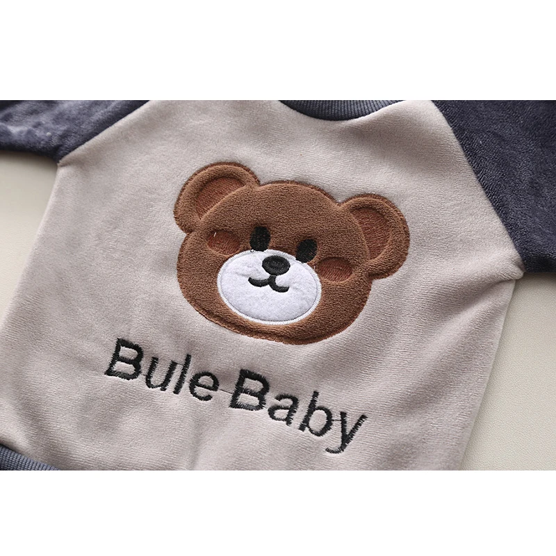 Winter Autumn Plush Baby Boys Clothing Set Cartoon Bear Sweatshirt+Pants+Vest 3Pcs Suit For 1-4 Years Toddler Girls Warm Clothes