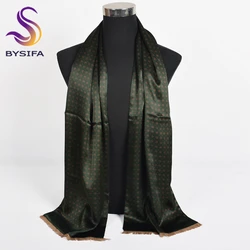 BYSIFA|Green Men's Mulberry Warm Silk Scarf Thicken New Winter Silk Male Business Scarves Neck Cravats Printed Blue,Wine Red