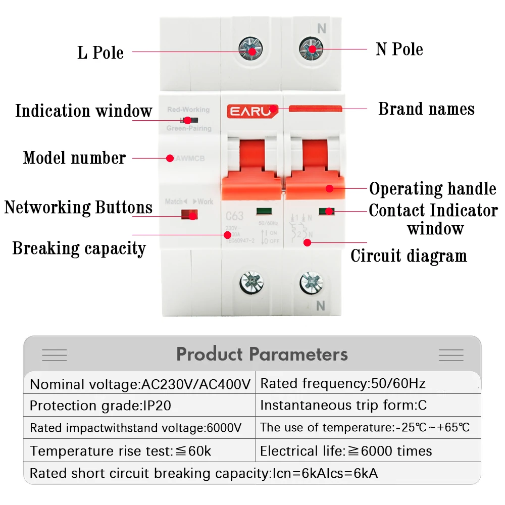 TUYA WIFI Smart Circuit Breaker Timer Voice Remote Control Smart Life Automatic Intelligent Interruptor WIFI Switch 1P 2P 3P 4P