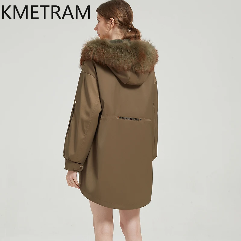 معاطف من فرو أرنب ريكس الطبيعي من KMETRAM معاطف من الفرو الراكون بياقة على شكل كلب ملابس نسائية لشتاء 2025 ملابس خارجية متوسطة الطول ropa mujer #4