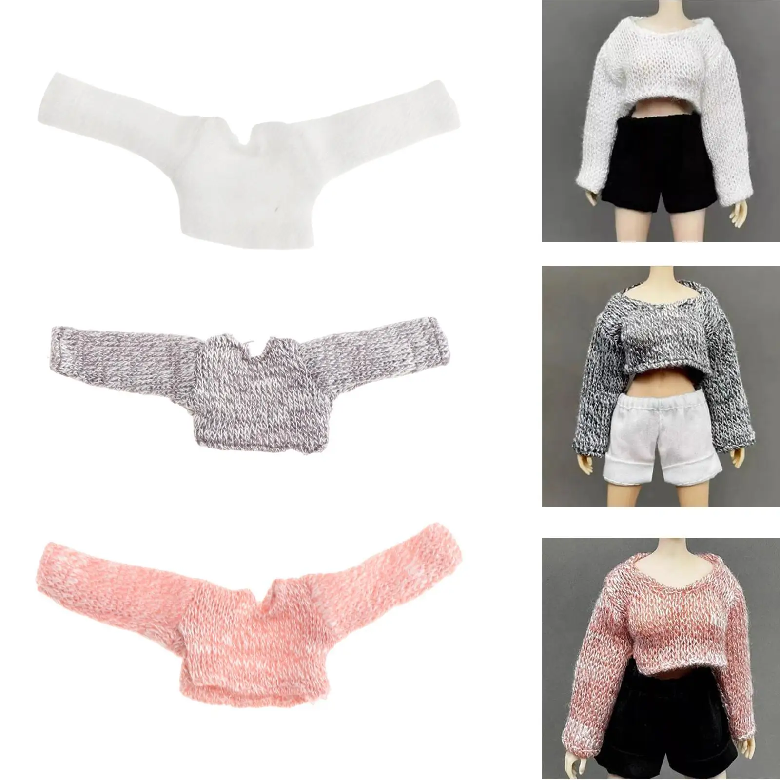Suéter de figura de ação feminina em escala 1/12, mini pulôver para bonecas de 6 polegadas