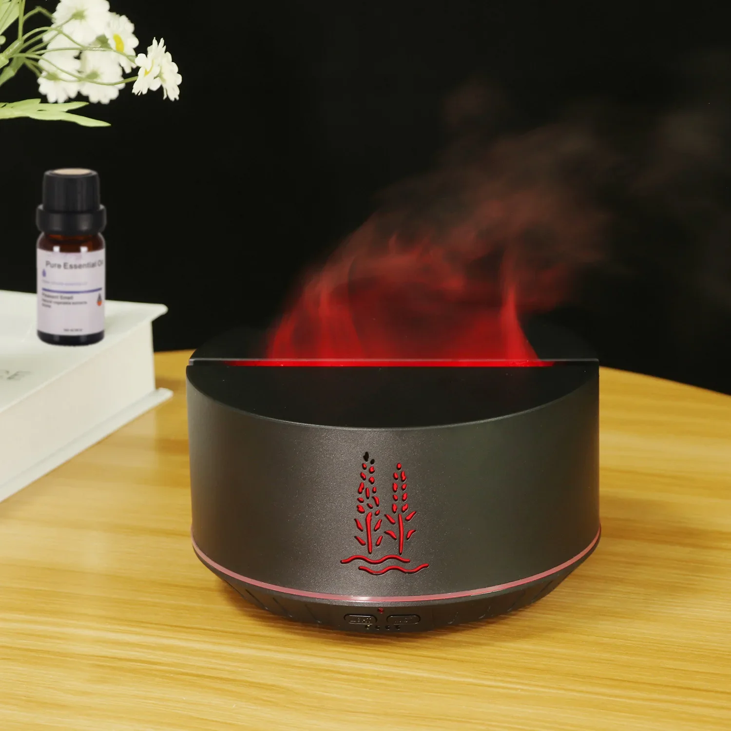 New Flame Humidifier Ultrasonic Air Humidifier Aromatherapy Machine Bedroom Desktop Creative Essential Oil Night Light Fragrance