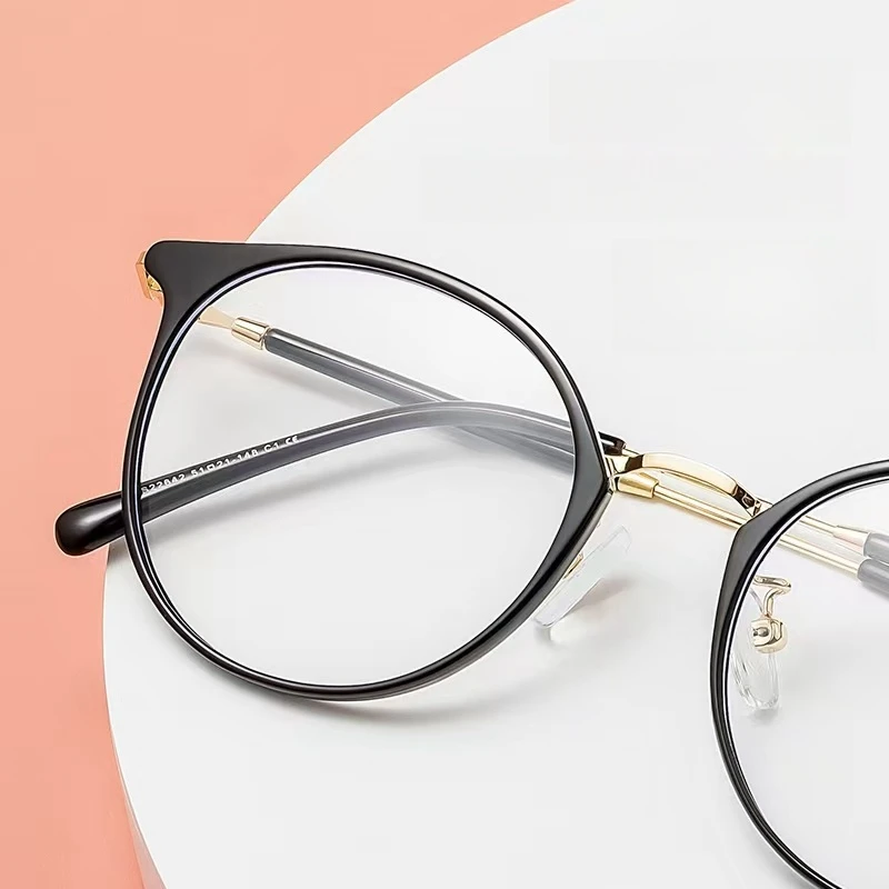 OLLYMURS جديد ريترو مستدير للرجال والنساء إطارات النظارات وصفة طبية بصرية موضة TR90 سبيكة نظارات كبيرة الحجم S22642