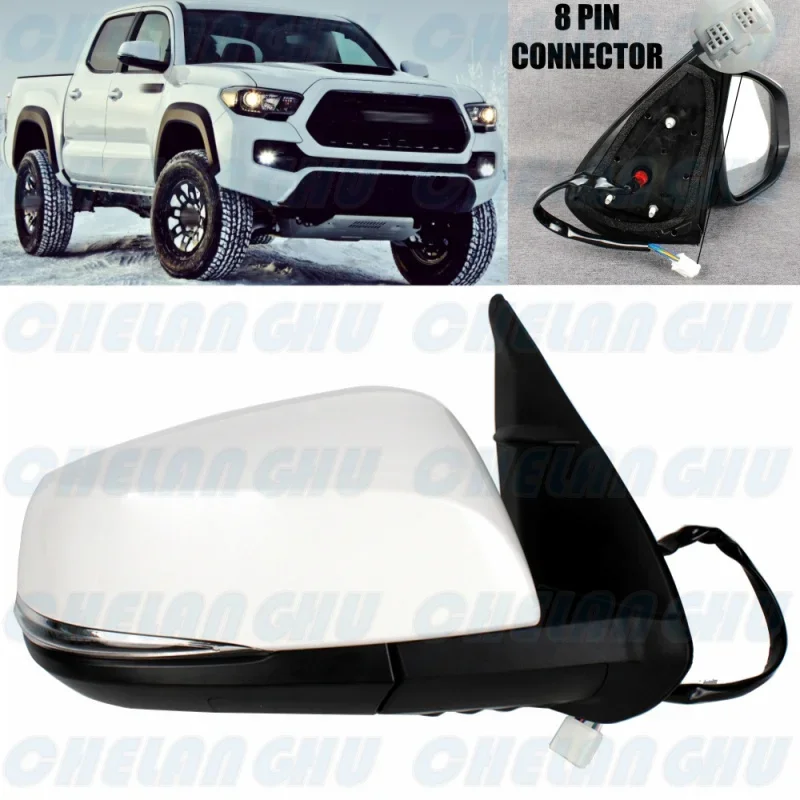 

For Toyota Tacoma 2016 2017 2018 2019 2020 2021 US version Right Side 8 Pins Paintable Power Fold Blind Spot Mirror Assembly