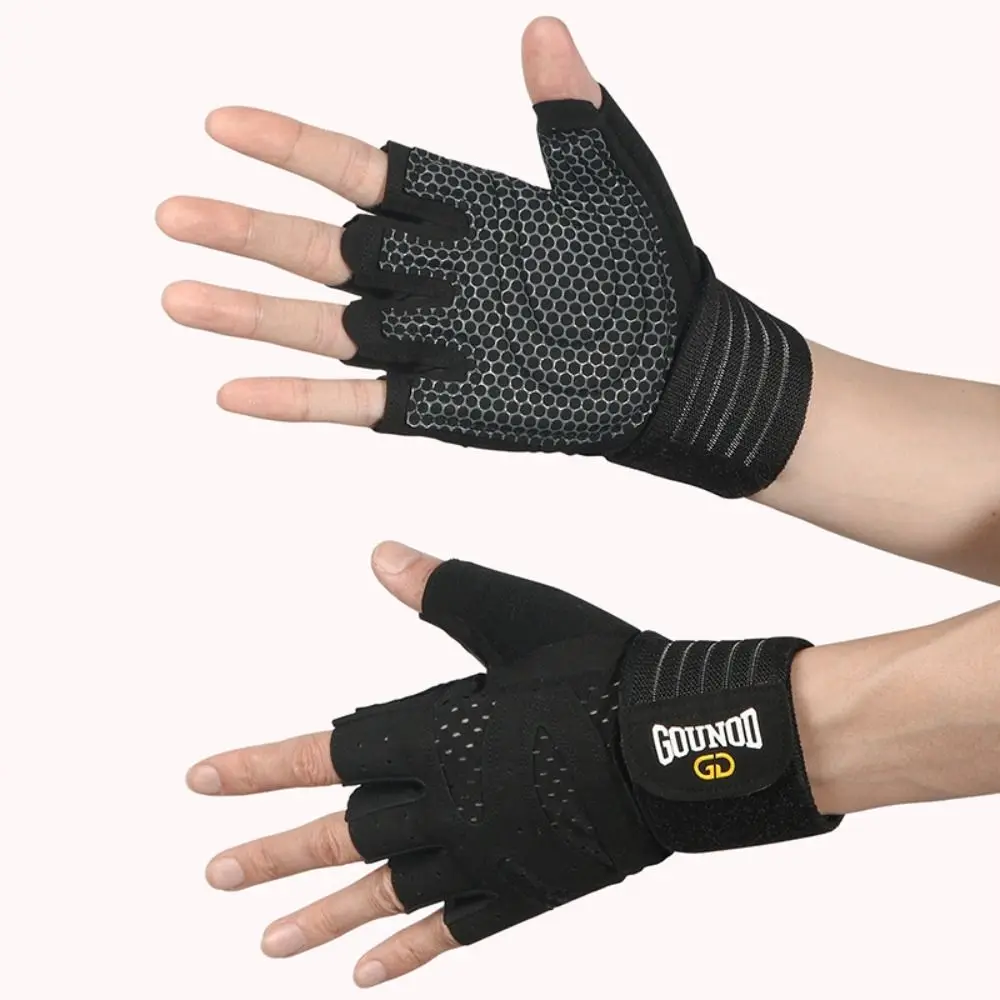 Breathable Weight Lifting Gloves Non-Slip Shockproof Half Finger Workout Gloves Curved Open Back Wearproof