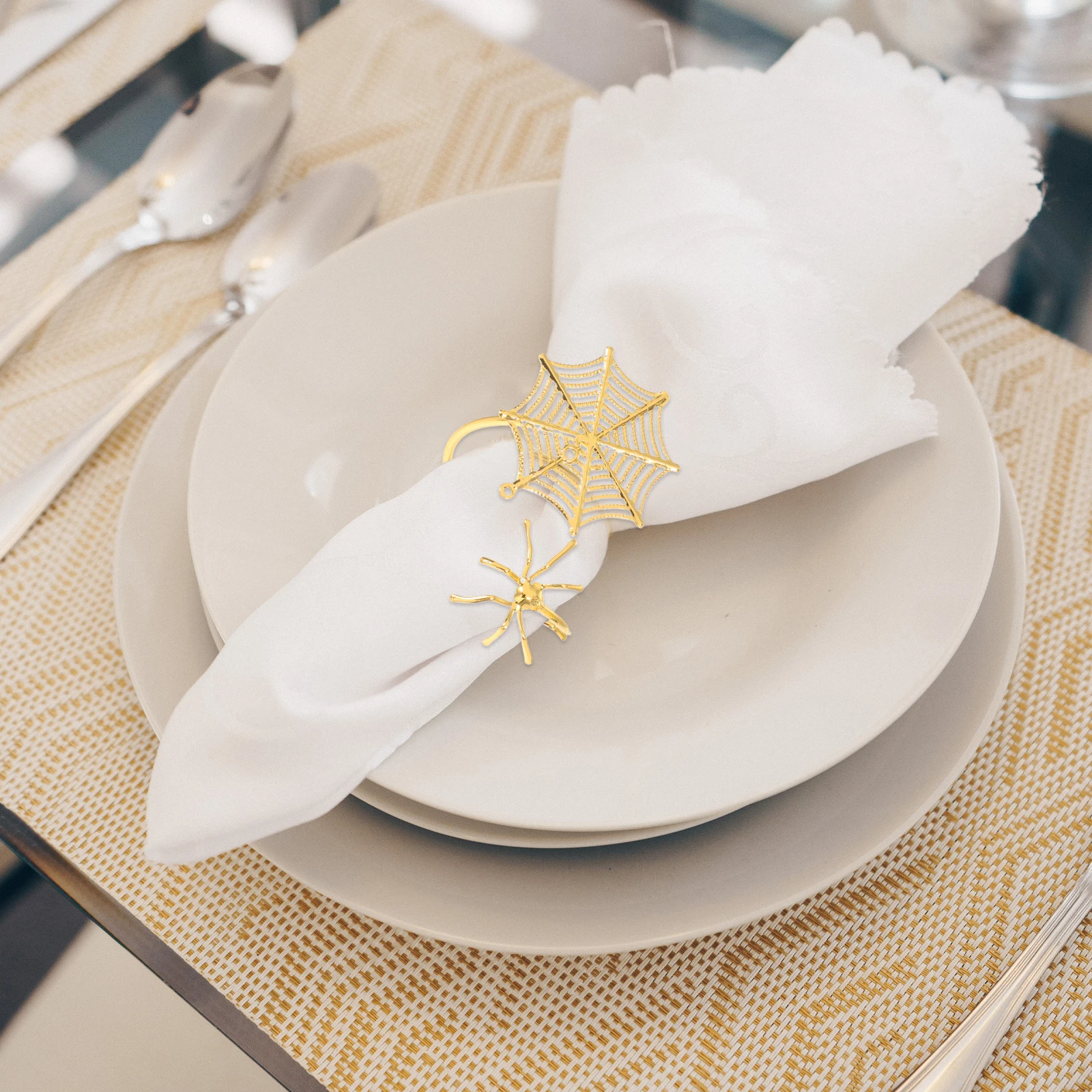 

6Pcs Halloween Metal Spider Napkin Rings Serviette Buckle Holder Spooky Table Setting Party Dinner Decor Spider Napkin Ring