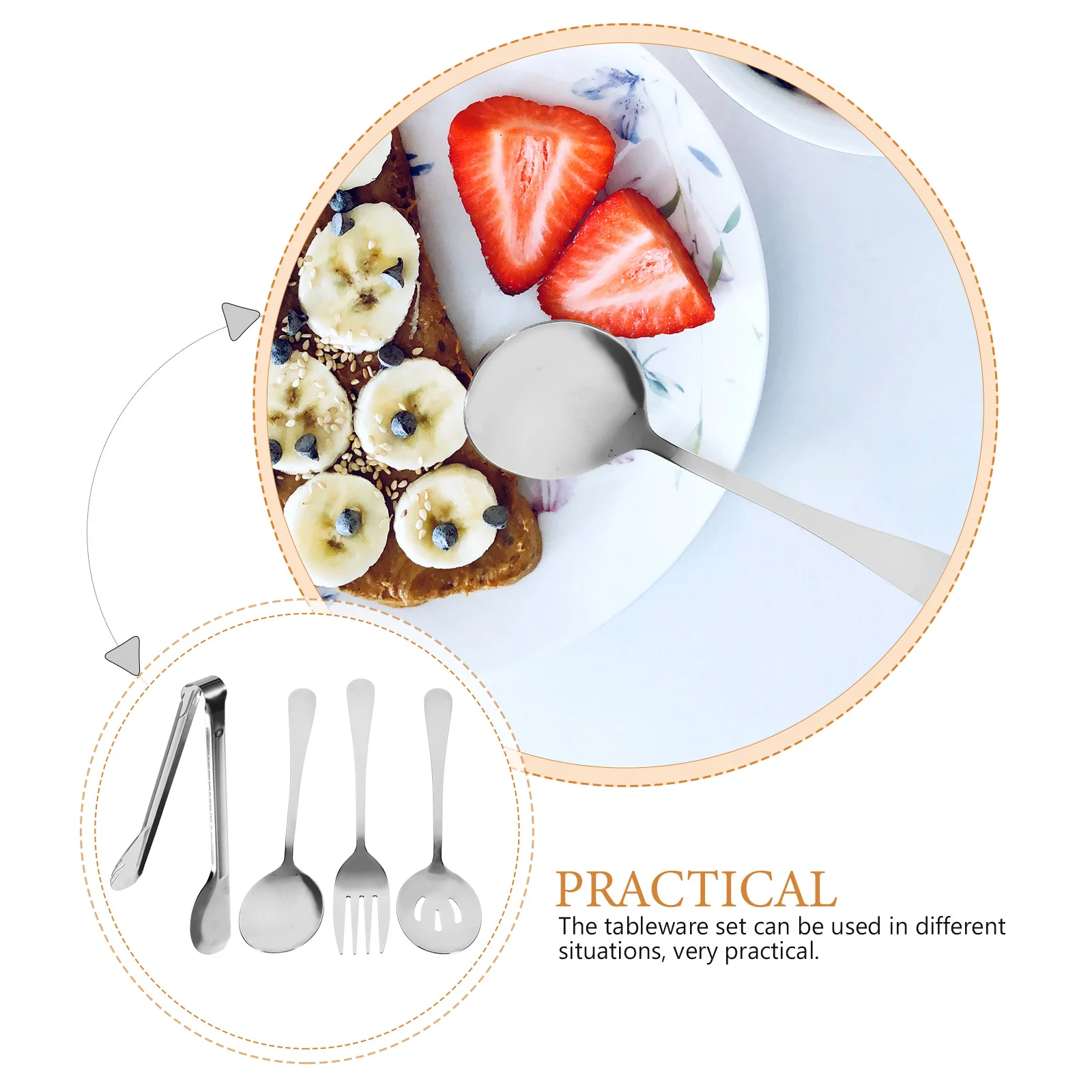 

1Set Food Tong Stainless Steel Flatware Kit Portable Tableware Set Reusable Cutlery for Travel Cutlery Kit