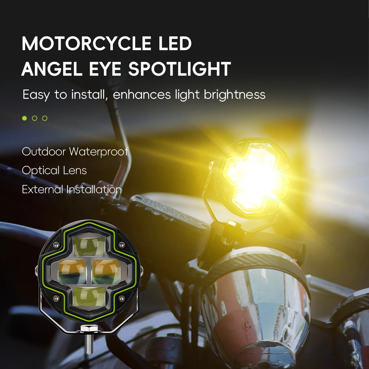 4 Lens Motorcycle Stobe Spotlight Led Auxiliary Headlights Dual Color Flashing Work Lamp Fog Lamp for Car Truck 4x4 Off Road 12V