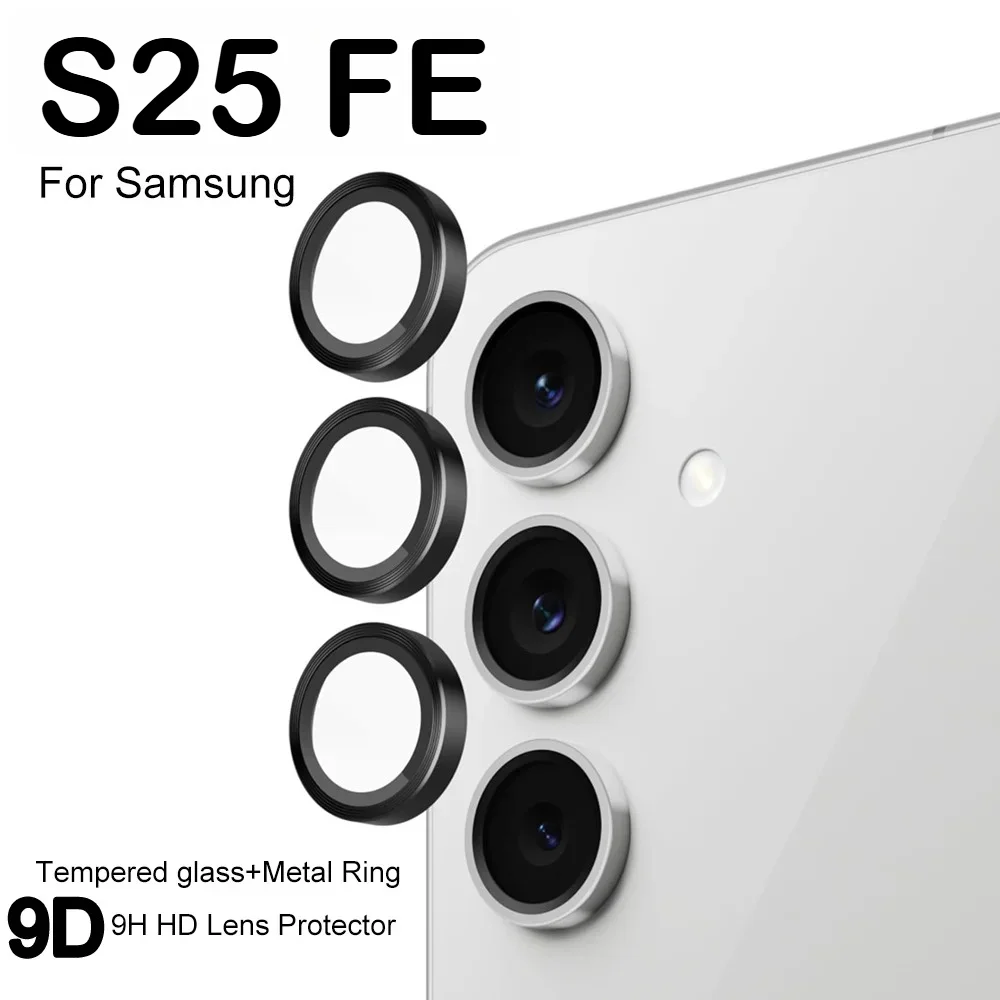 

Защитное стекло для камеры Samsung Galaxy S25 FE 5G с алюминиевыми кольцами, 9H HD закаленное стекло для S26 Pro, S25 Edge, S24 Ultra +