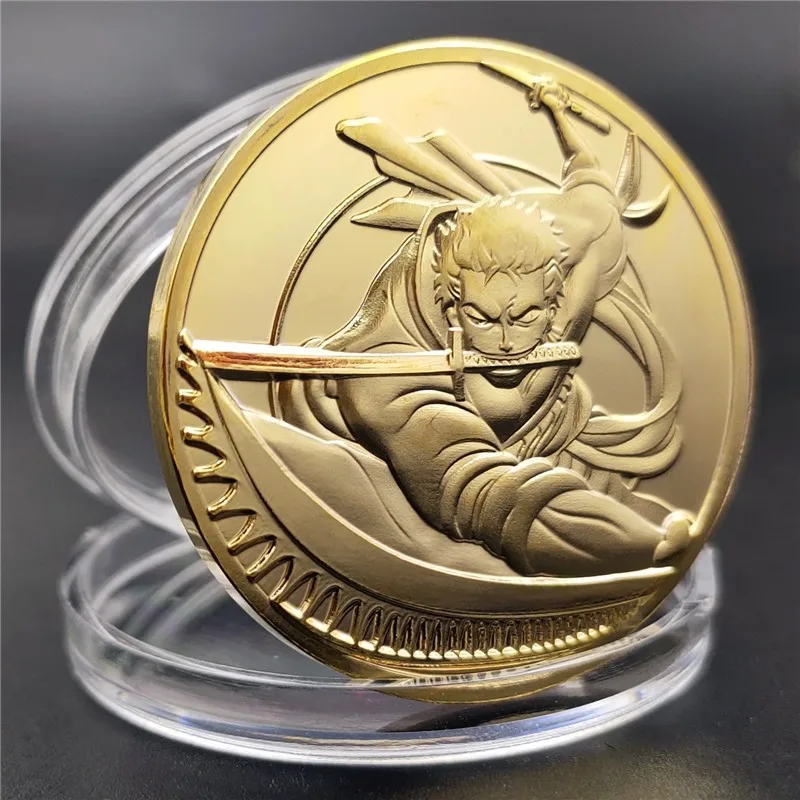 Dragon Ball One Piece Son Goku Luffy Roronoa Zoro Reliëf Gouden Munt Metalen Anime Herdenkingsmedaillon Verzamelgeschenk