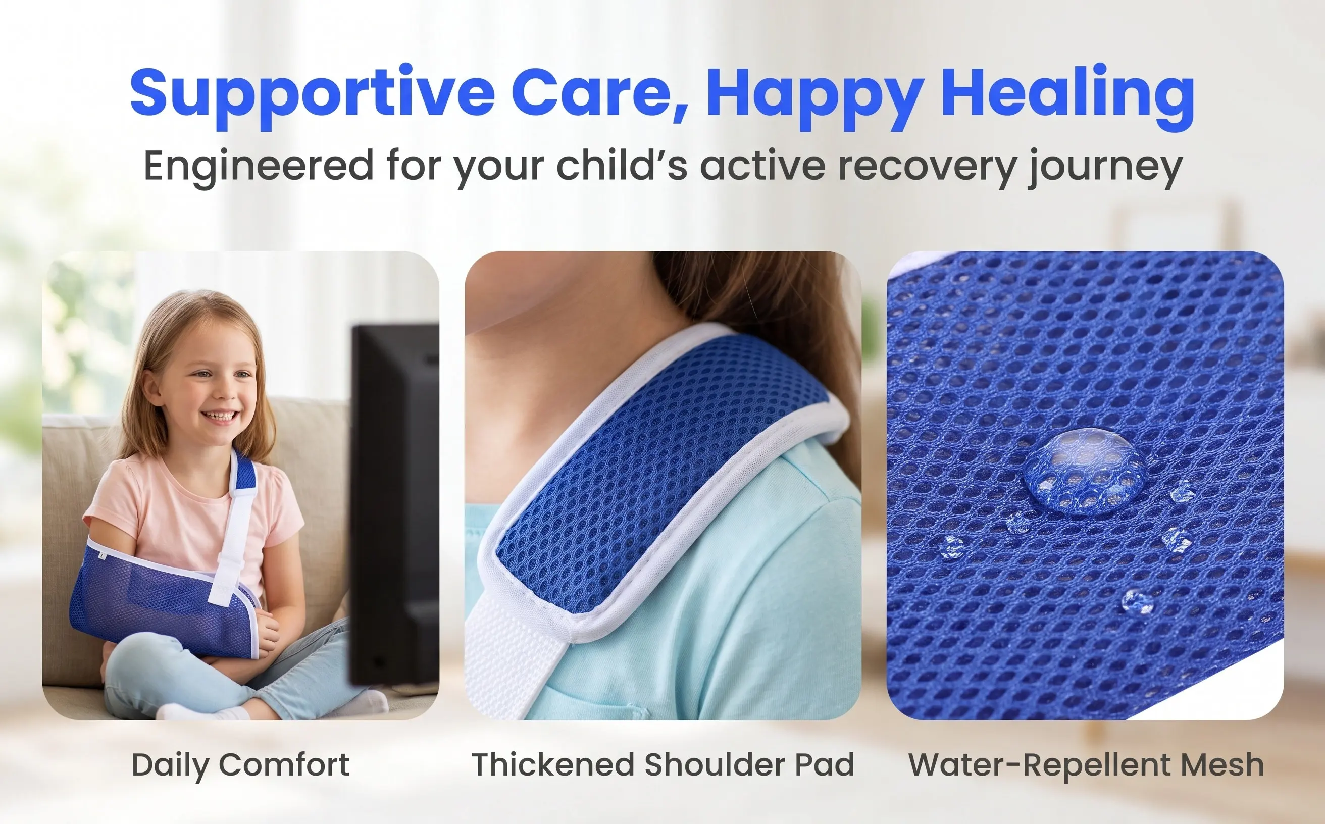 Arm Sling Forearm Support Brace Breathable Waterproof Adjustable Buckle Strap for Broken Fractured Arm Size L