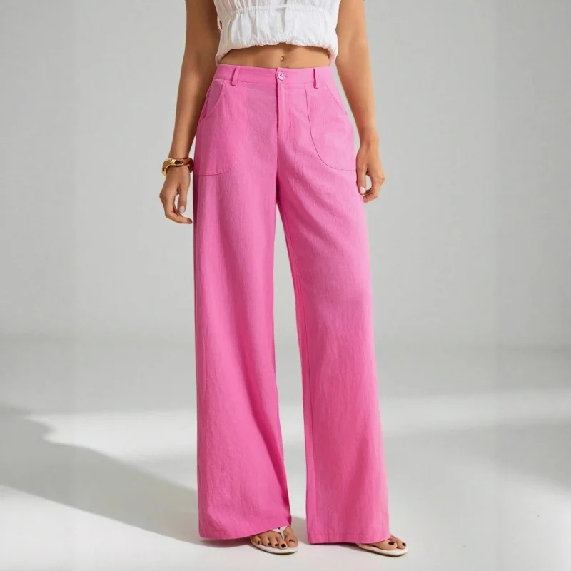 Petite Damen-Herbsthose – locker drapierte High-End-Schlankheitshose mit weitem Bein