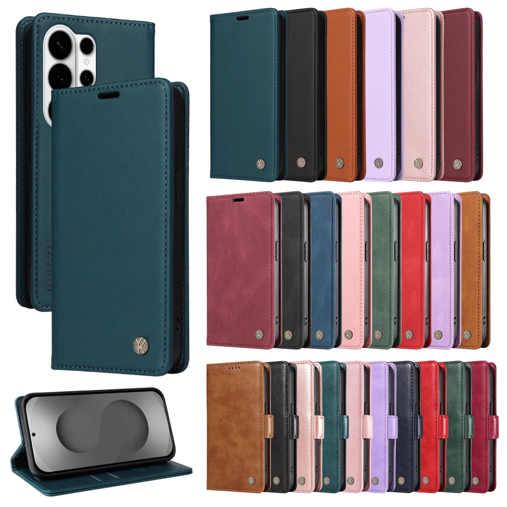 Luxury Business Magnetic Leather Wallet Flip Case for Samsung Galaxy S26 Edge Ultra Plus Phone Book Stand Cover With Card Slots