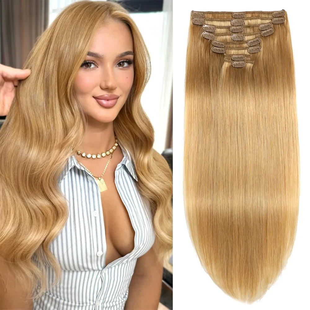 

Clip in Hair Extensions Real Human Hair 100% Brazilian Human Hair Clip Ins For Women Straight Double Weft Hair Extensions 100g