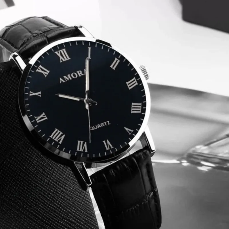 Reloj informal con esfera redonda, Relojes de pulsera de cuarzo con correa de cuero, Relojes de pulsera de negocios Para Hombre, Relojes de lujo Para Hombre