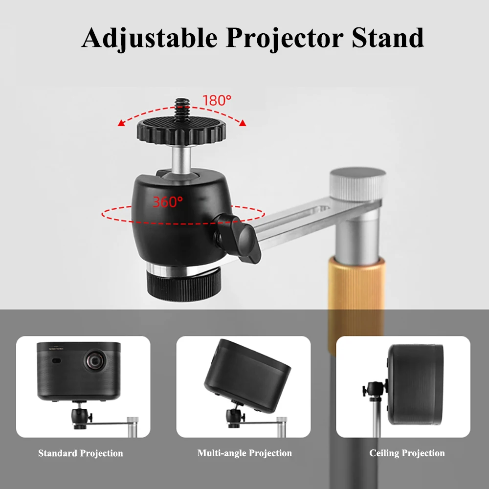 Multi-application Projector Stand for Desktop Sofa Bed Aluminium Alloy Thick Metal Base Adjustable Track Moveable Bracket