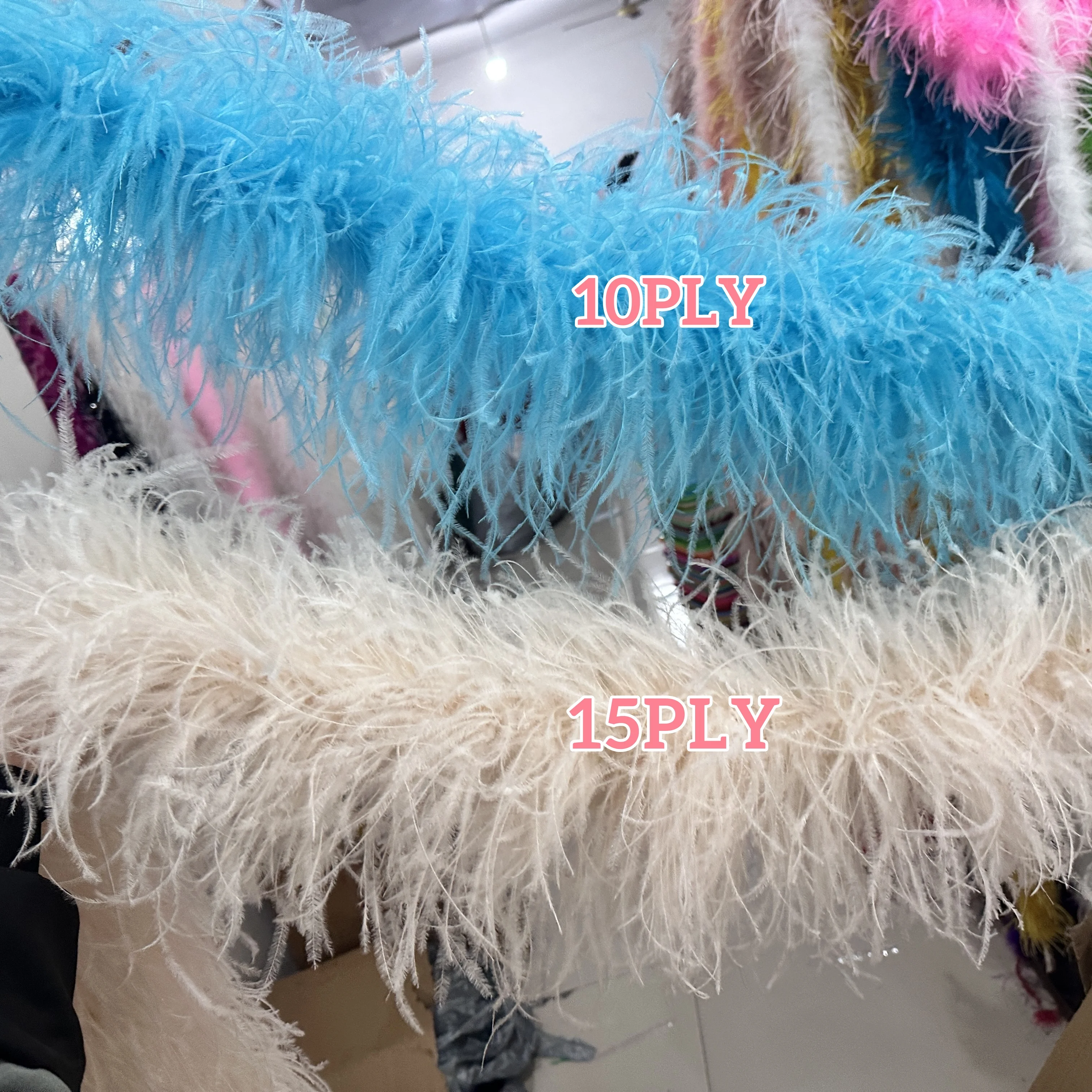 

1/2 Meter Colorful Boa 6Ply 10Ply 15Ply Ostrich Feathers Boa Shawl Decorative Feathers for Crafts Plumes Scarf Dress