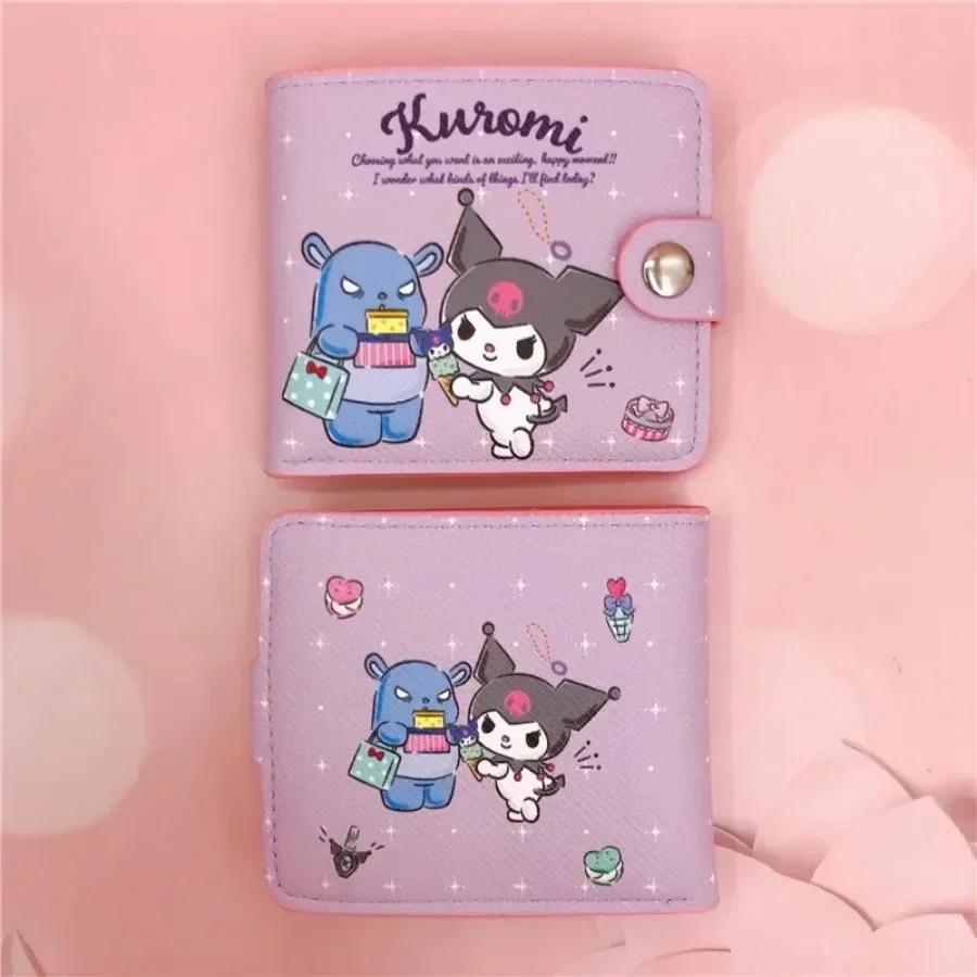 Sanrio Coin Purse Card Package My Melody Kuromi New Pu Casual Money Bag  Wallet with Buttons