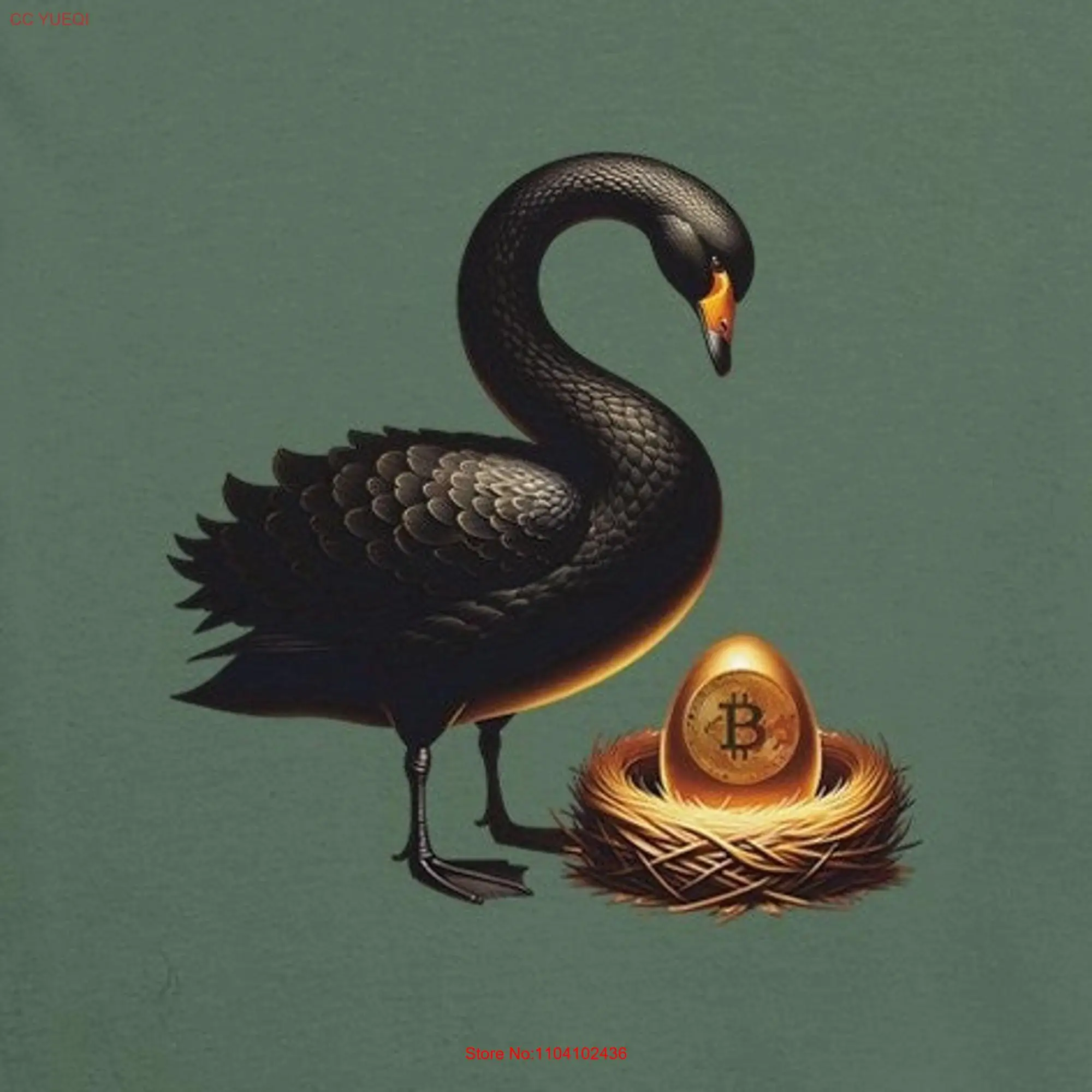 Black Swan Golden Egg Heavyweight T Shirt Crew Neck Bitcoin Hodler Hodl BTC Crypto Satoshi Nakamoto long or short sleeves