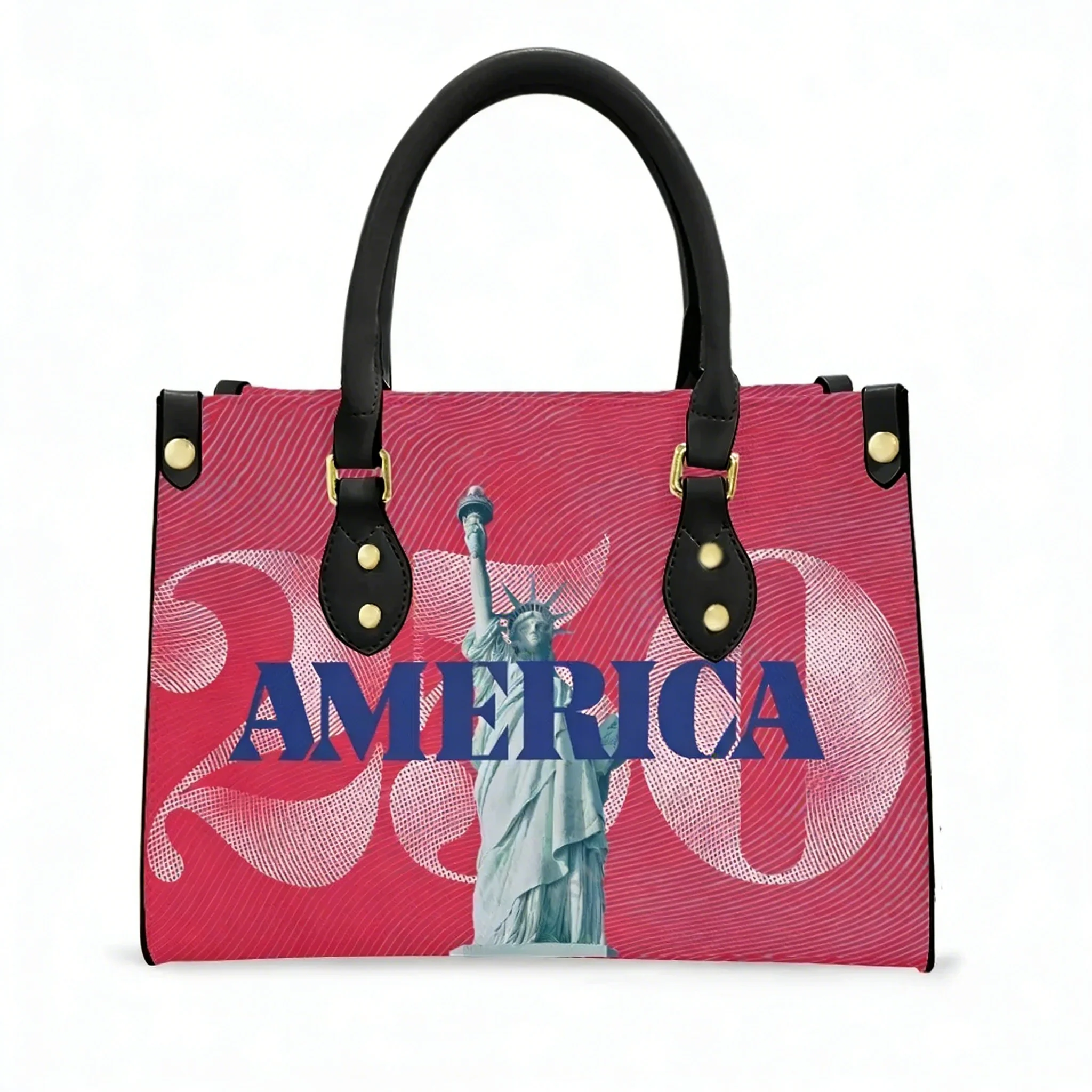 

America 250 Anniversary Tote Bag Purse Womens Mens Personalized Text Image PU Leather Handbag Business Shopping Gift Bags