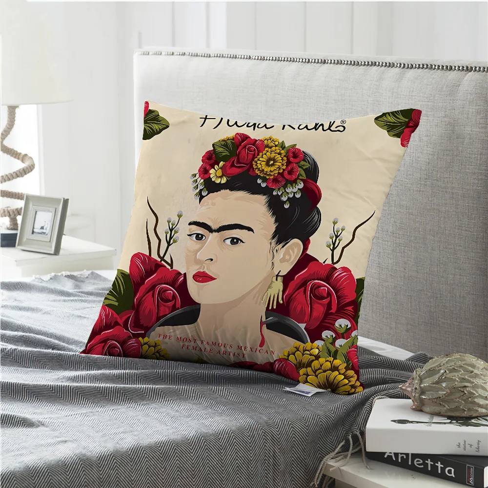 F-Frida K-Kahlo Art Pillow Case Living Room Headboard Bedroom Office Cushion Cushion Sofa Nap Time