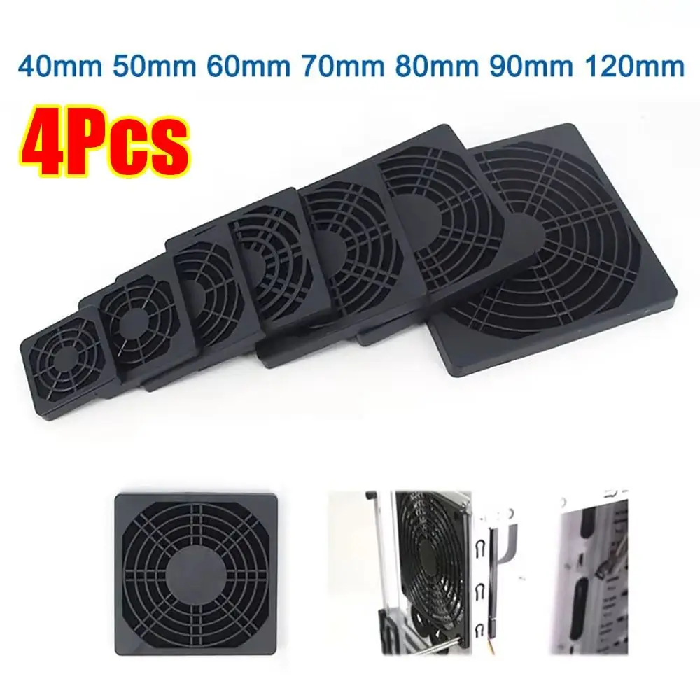 4Pcs Guard Grill Protector PC Computer Fan Filter 40/50/60/80/90/120mm Cleaning Case Fan Dust Filter 3in1 ABS Case