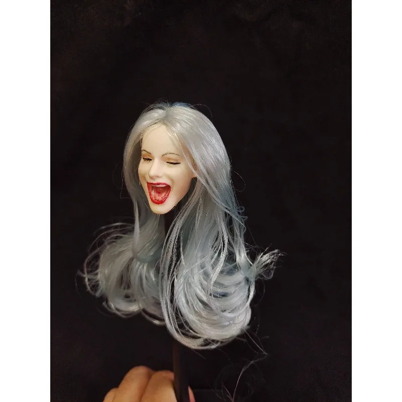 

Масштаб 1/6, поющая глаза с закрытыми серыми волосами, женская голова, резьба по голове, скульптура, модель для 12-дюймовых фигурок бледной кожи, тела