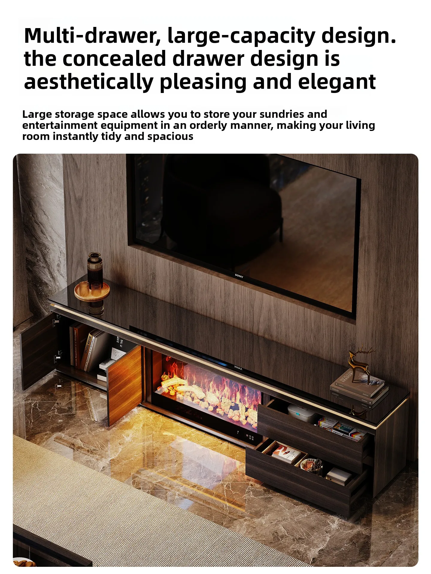 LH TV cabinet integrated decoration light luxury high sense floor heating living room